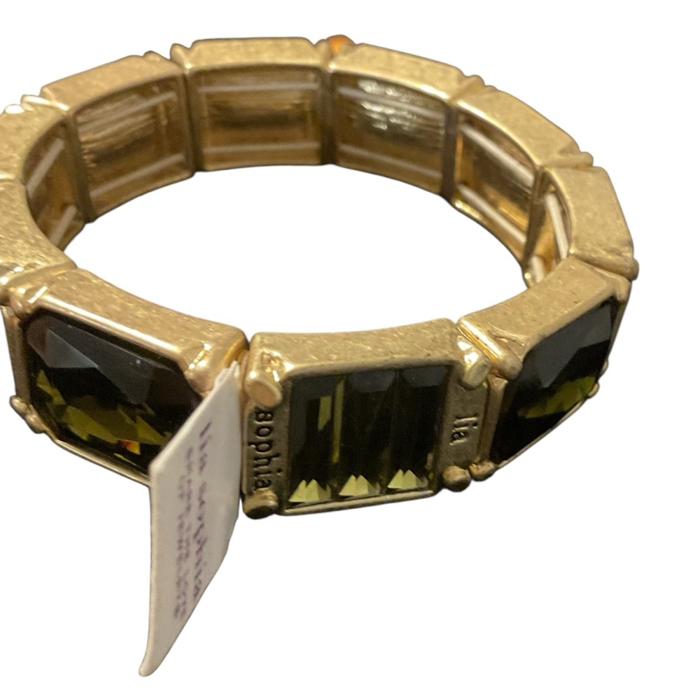 NWT Lia Sophia Elegant Gold emeralds‎ Bracelet size S-M